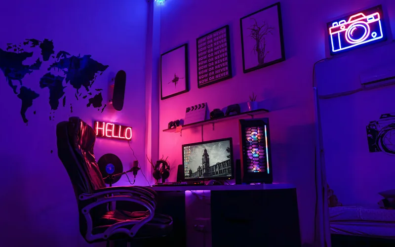 Neon gaming setup for Reelson tournaments